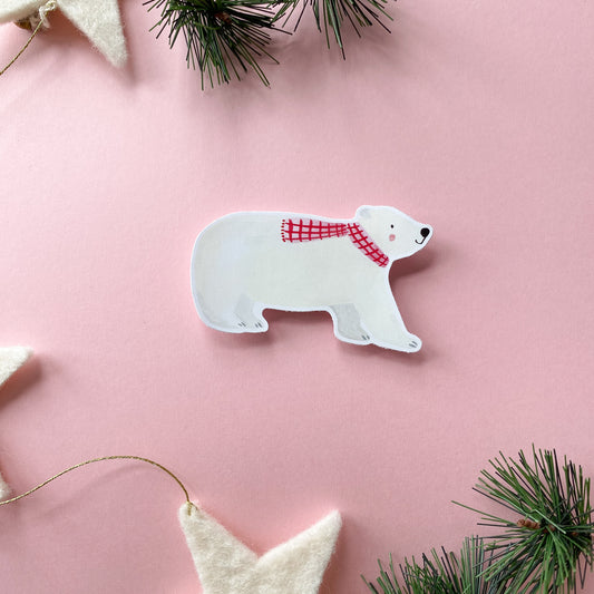 pink scarf polar bear sticker