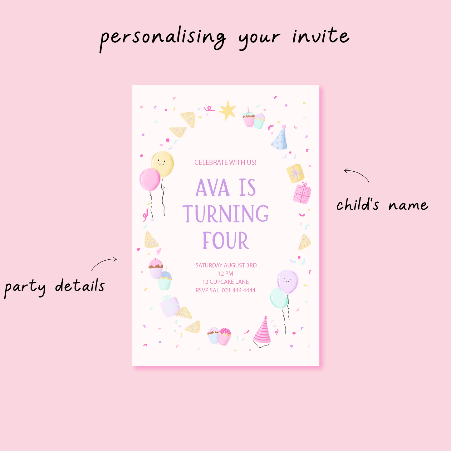 Pink party invite