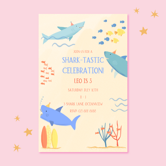 Shark-Tastic invite