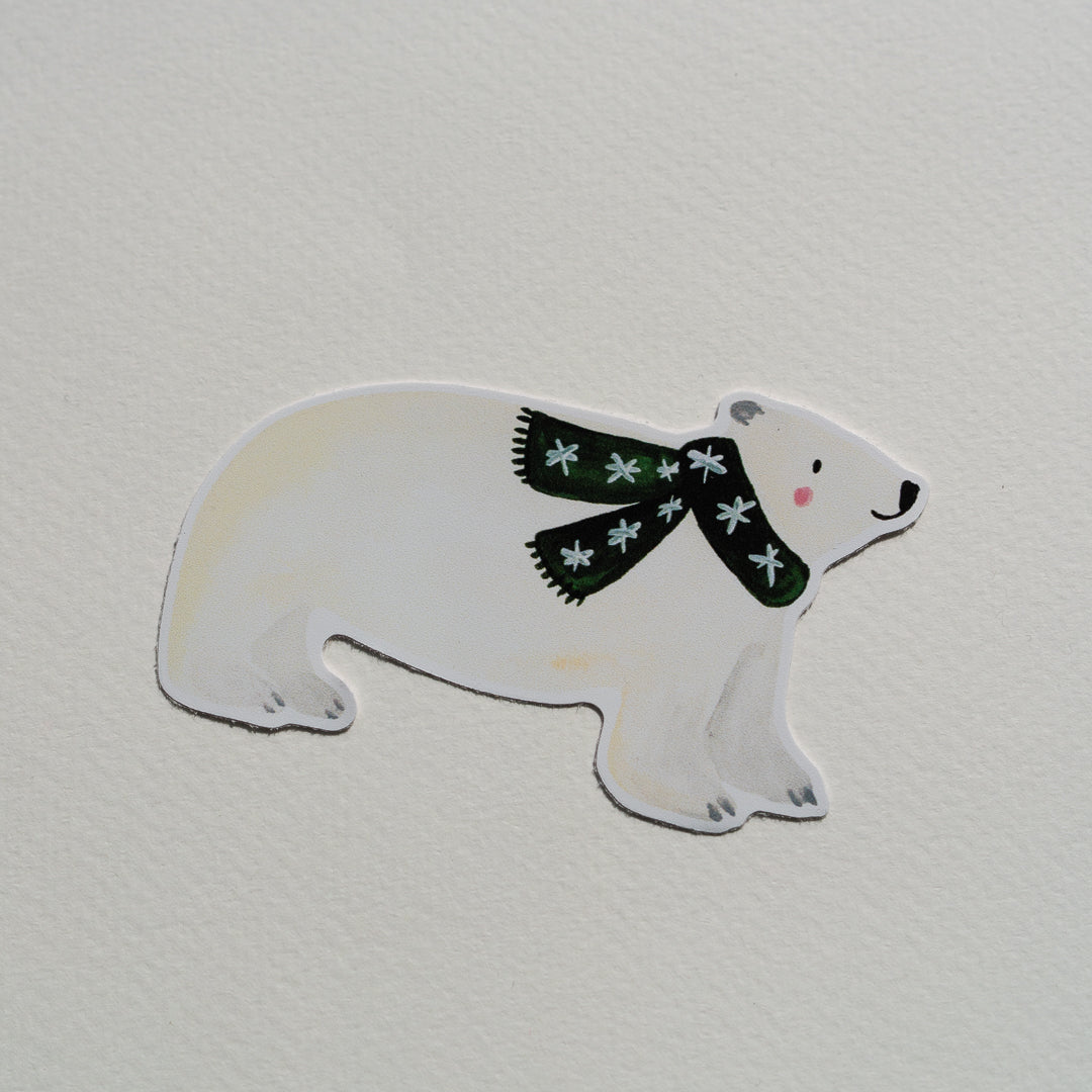 green scarf polar bear sticker